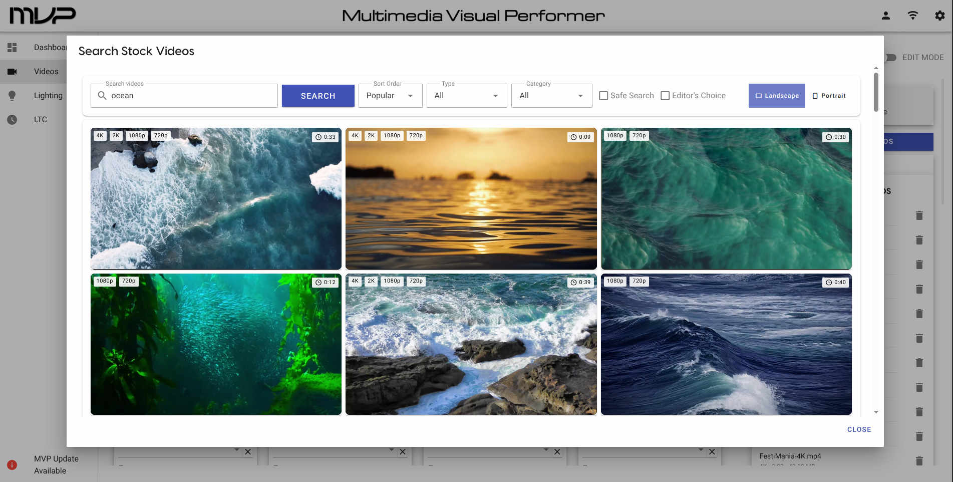 MVP - Multimedia Visual Performer Stock Video Search